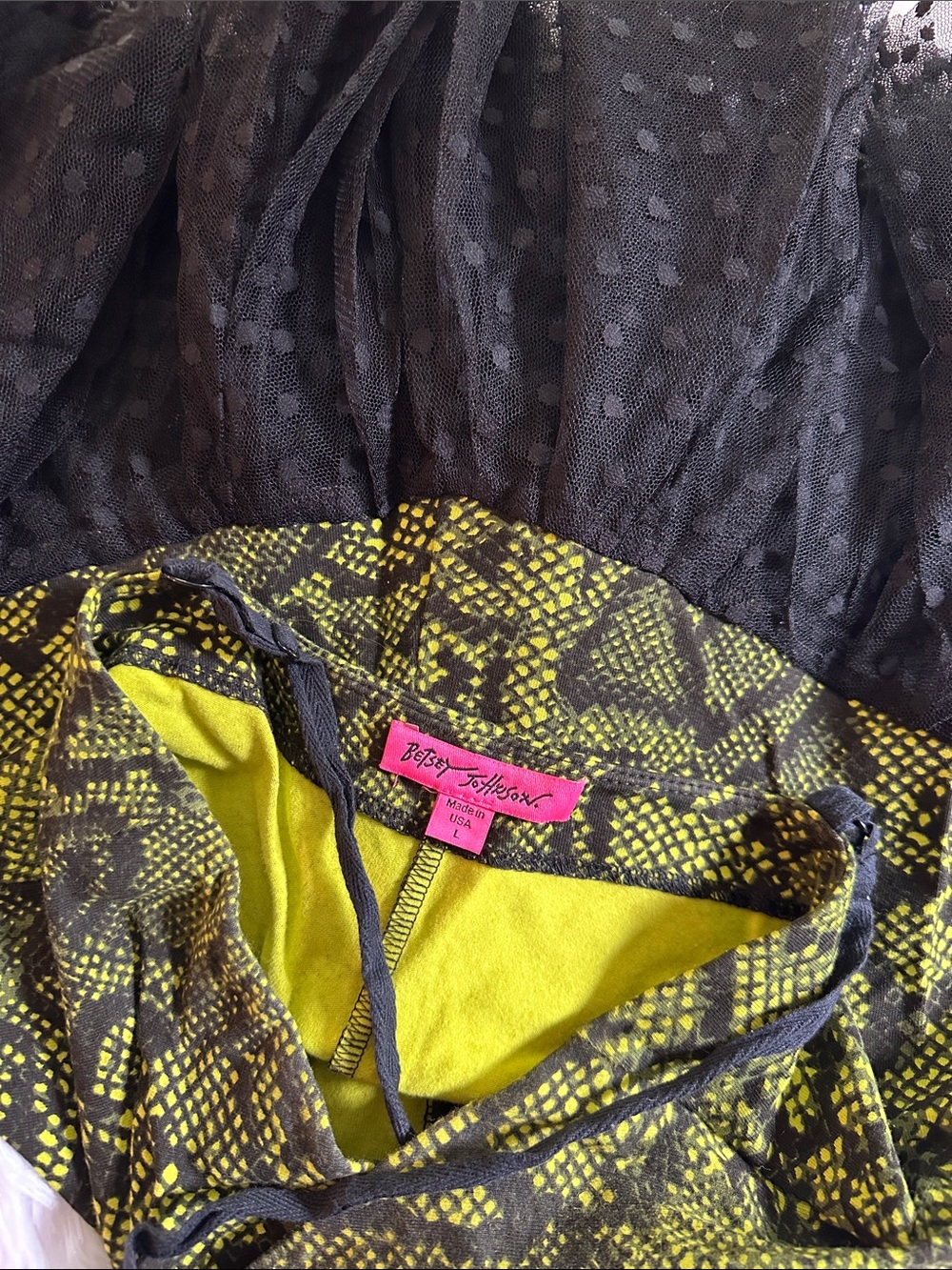 Vintage 90s y2k Betsey Johnson Neon Snake-Print Peplum Top L - Picture 3 of 7